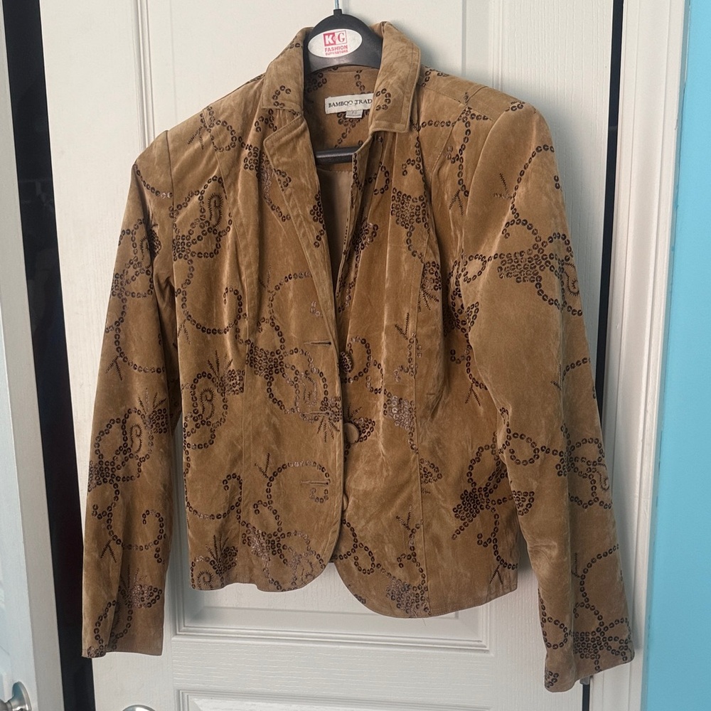 Rhapsody Tan Embroidered Blazer by Bamboo Traders